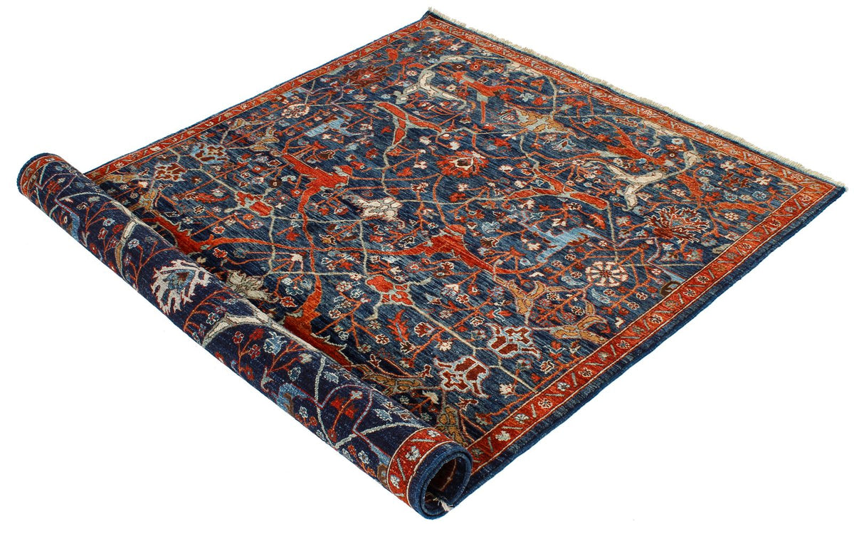 4x6 Navy and Red Anatolian Traditional Rug