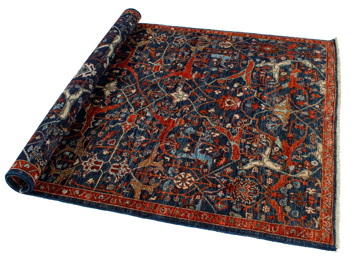 4x6 Navy and Red Anatolian Traditional Rug