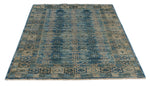 4x6 Blue and Beige Traditional Rug