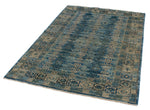 4x6 Blue and Beige Traditional Rug