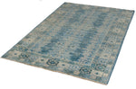 4x6 Blue and Beige Traditional Rug