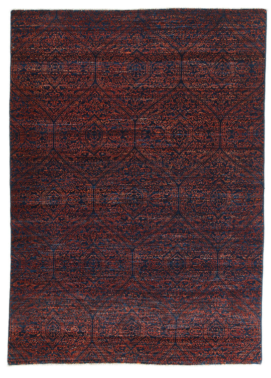4x6 Navy and Red Anatolian Traditional Rug