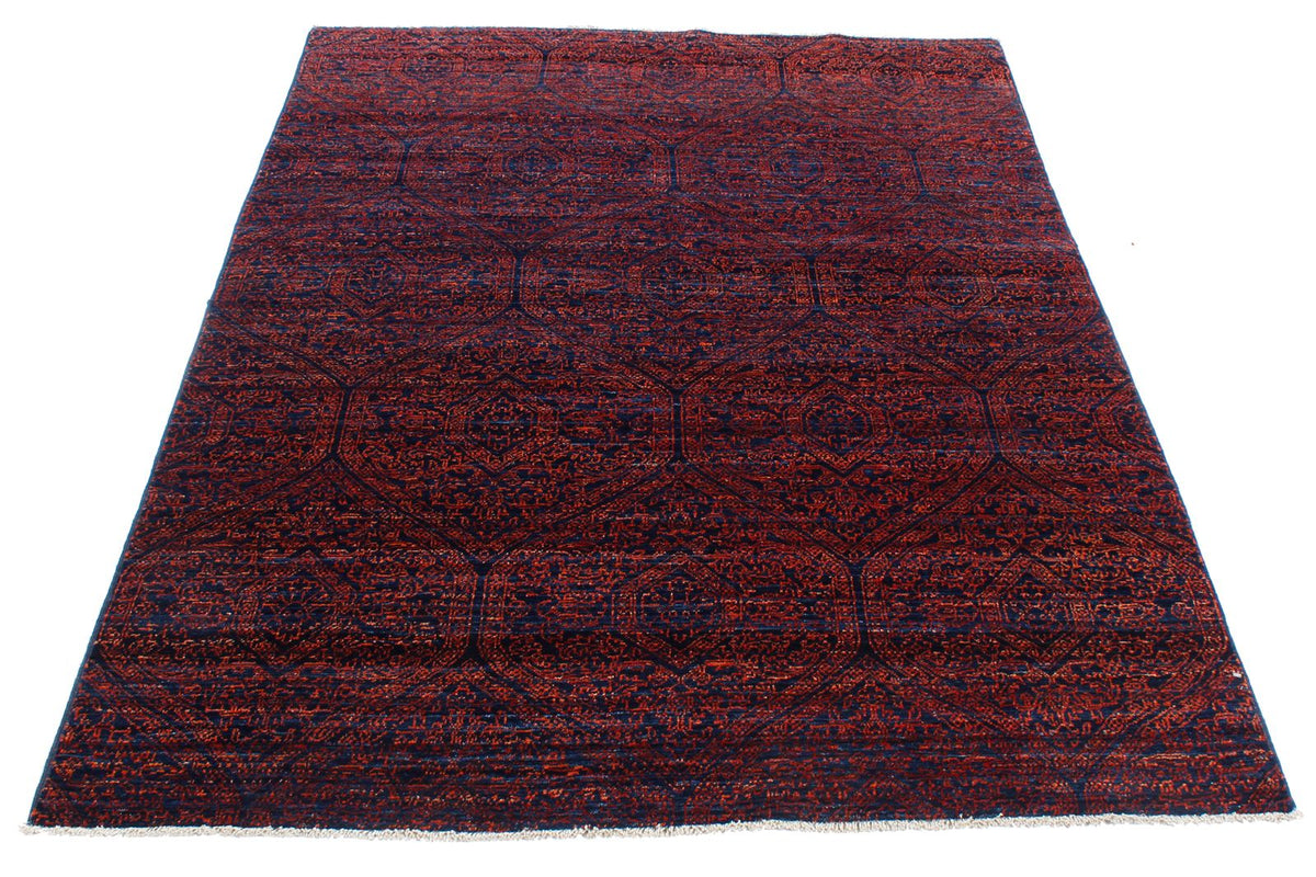 4x6 Navy and Red Anatolian Traditional Rug