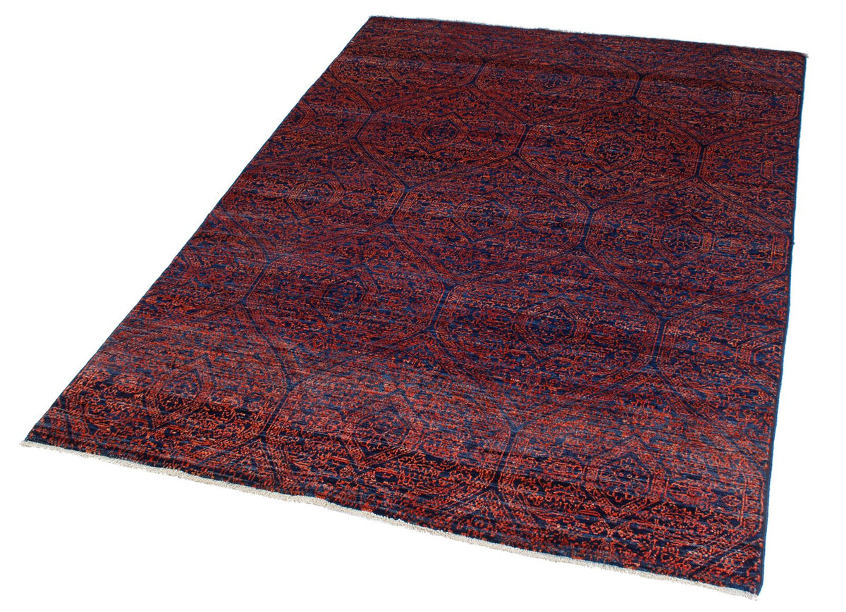 4x6 Navy and Red Anatolian Traditional Rug