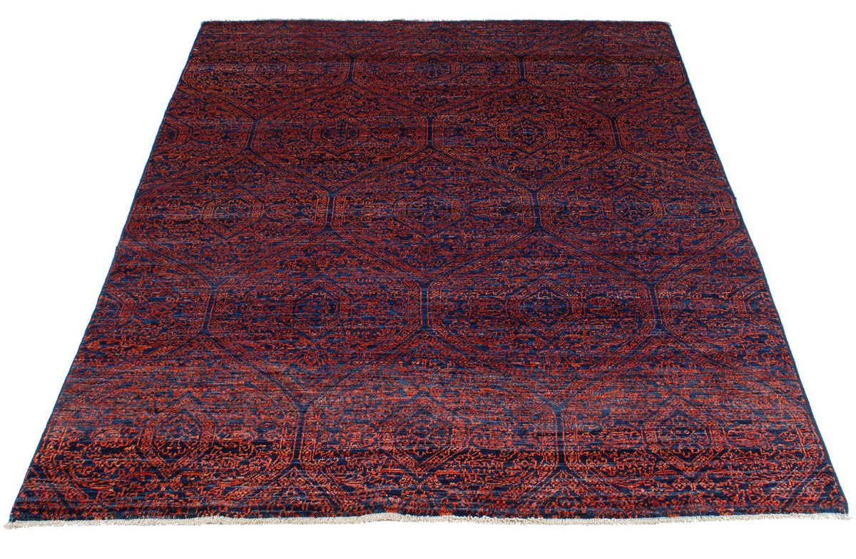 4x6 Navy and Red Anatolian Traditional Rug