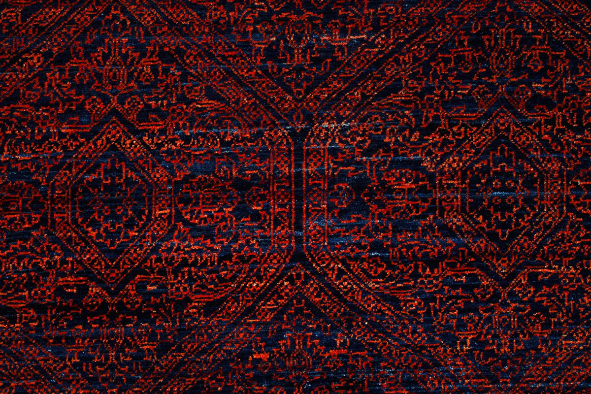 4x6 Navy and Red Anatolian Traditional Rug