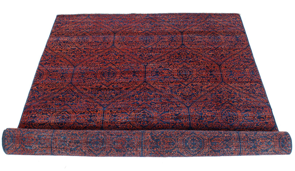 4x6 Navy and Red Anatolian Traditional Rug