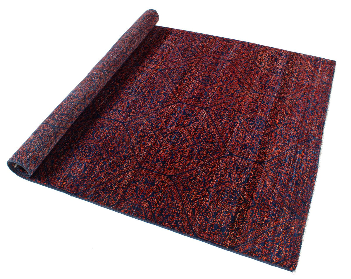 4x6 Navy and Red Anatolian Traditional Rug