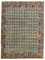 5x6 Green and Blue Traditional Rug