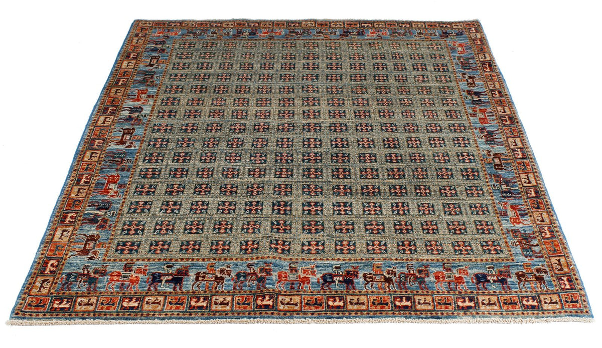 5x6 Green and Blue Traditional Rug