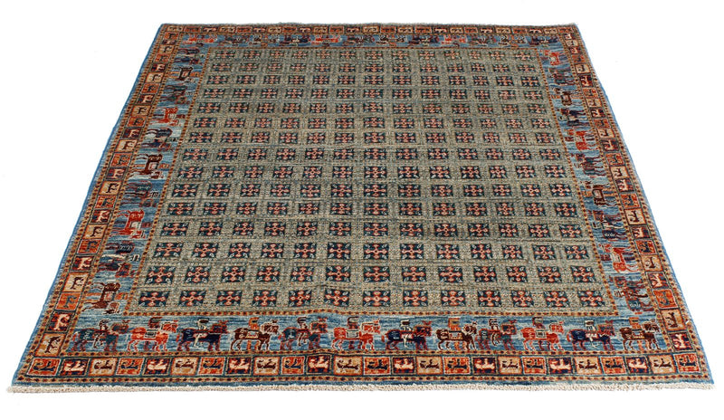 5x6 Green and Blue Traditional Rug