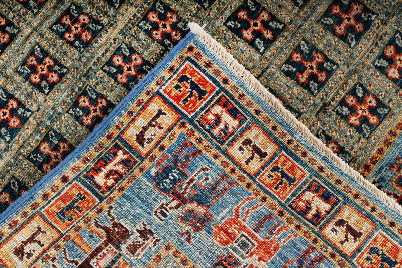 5x6 Green and Blue Traditional Rug