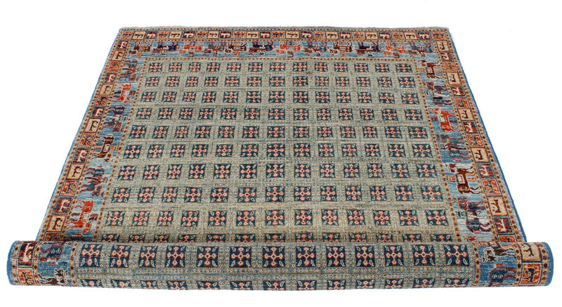 5x6 Green and Blue Traditional Rug