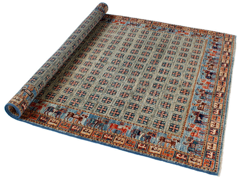 5x6 Green and Blue Traditional Rug