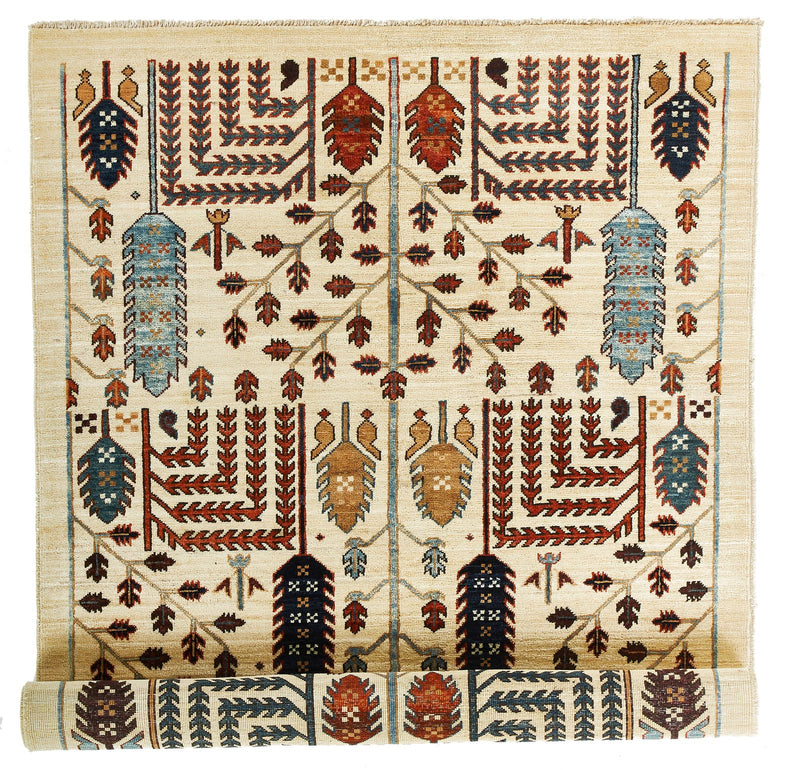 4x6 Ivory and Multicolor Anatolian Traditional Rug