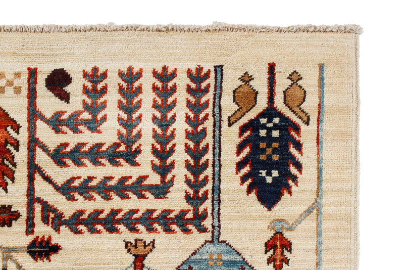 4x6 Ivory and Multicolor Anatolian Traditional Rug