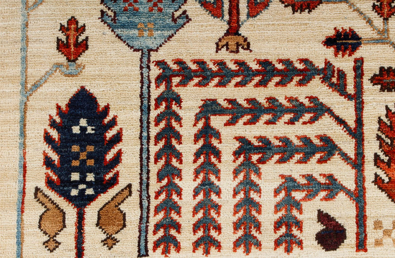 4x6 Ivory and Multicolor Anatolian Traditional Rug