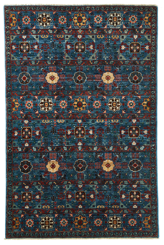 4x6 Blue and Multicolor Anatolian Traditional Rug