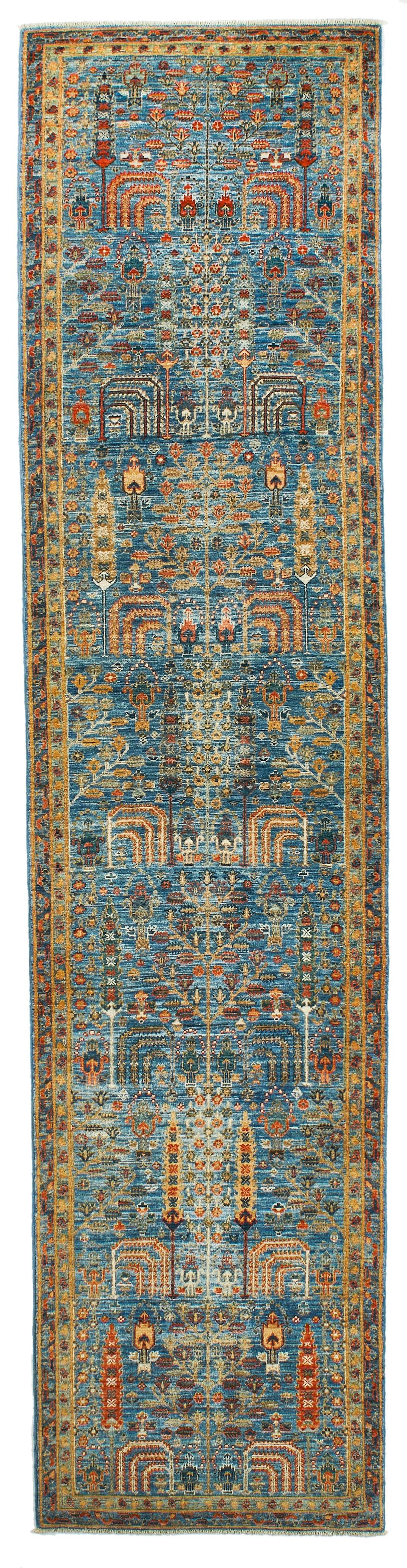 3x12 Blue and Multicolor Traditional Runner
