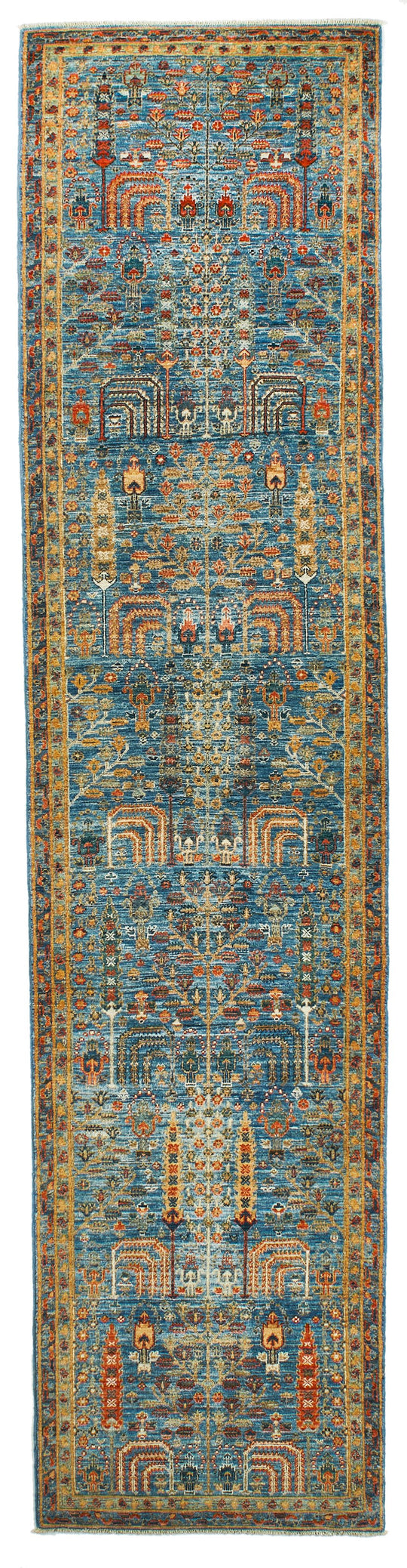 3x12 Blue and Multicolor Traditional Runner
