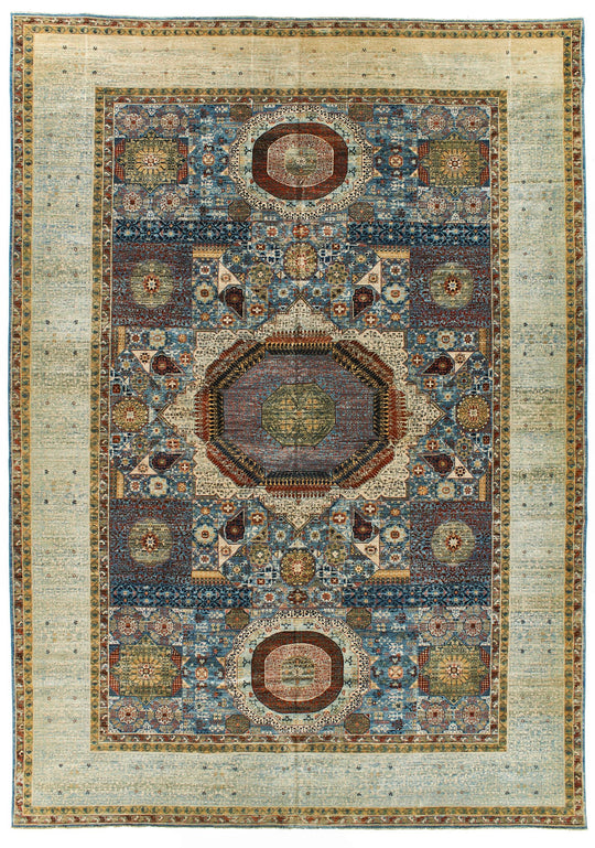 11x16 Blue and Ivory Anatolian Traditional Rug