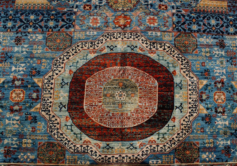 11x16 Blue and Ivory Anatolian Traditional Rug