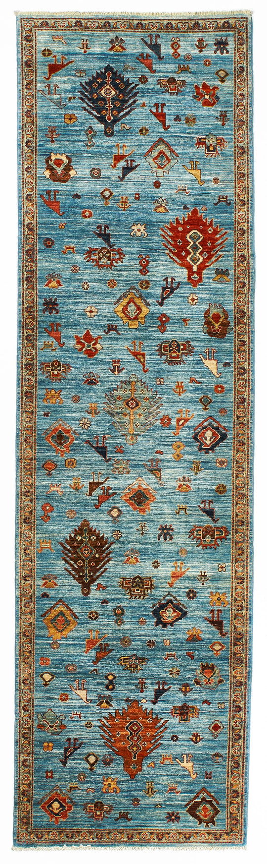 3x10 Blue and Multicolor Anatolian Tribal Runner