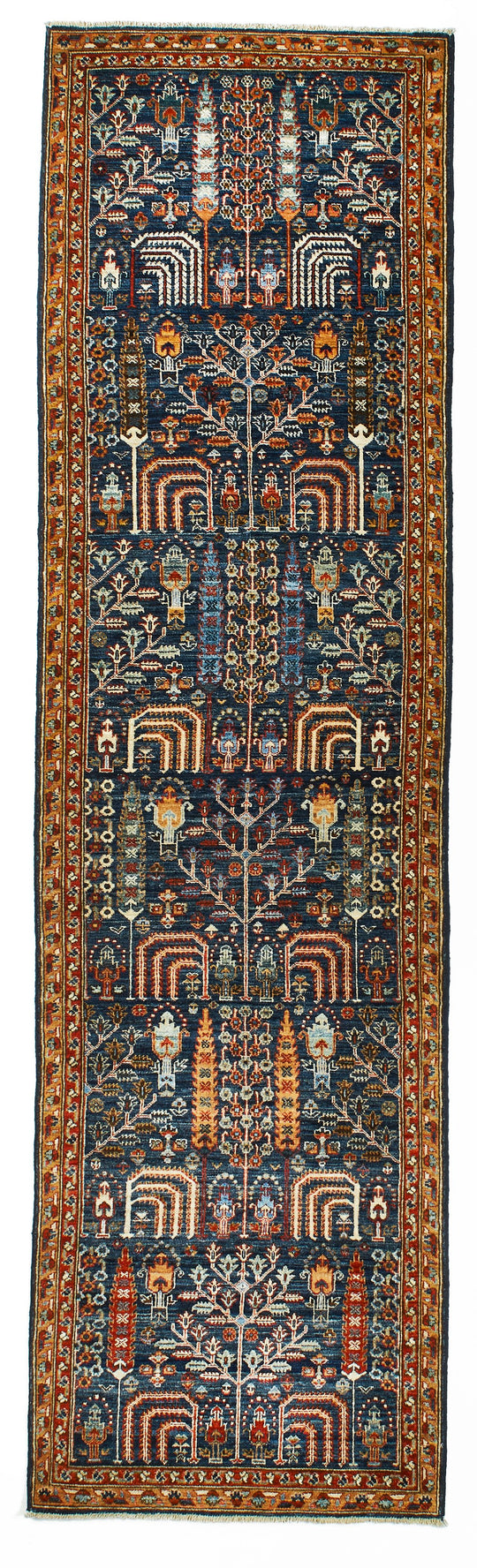 3x9 Navy and Red Traditional Runner