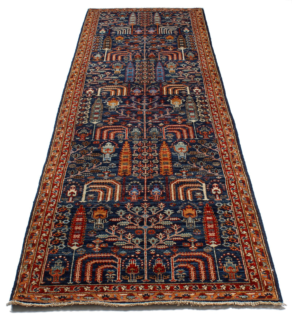 3x9 Navy and Red Traditional Runner