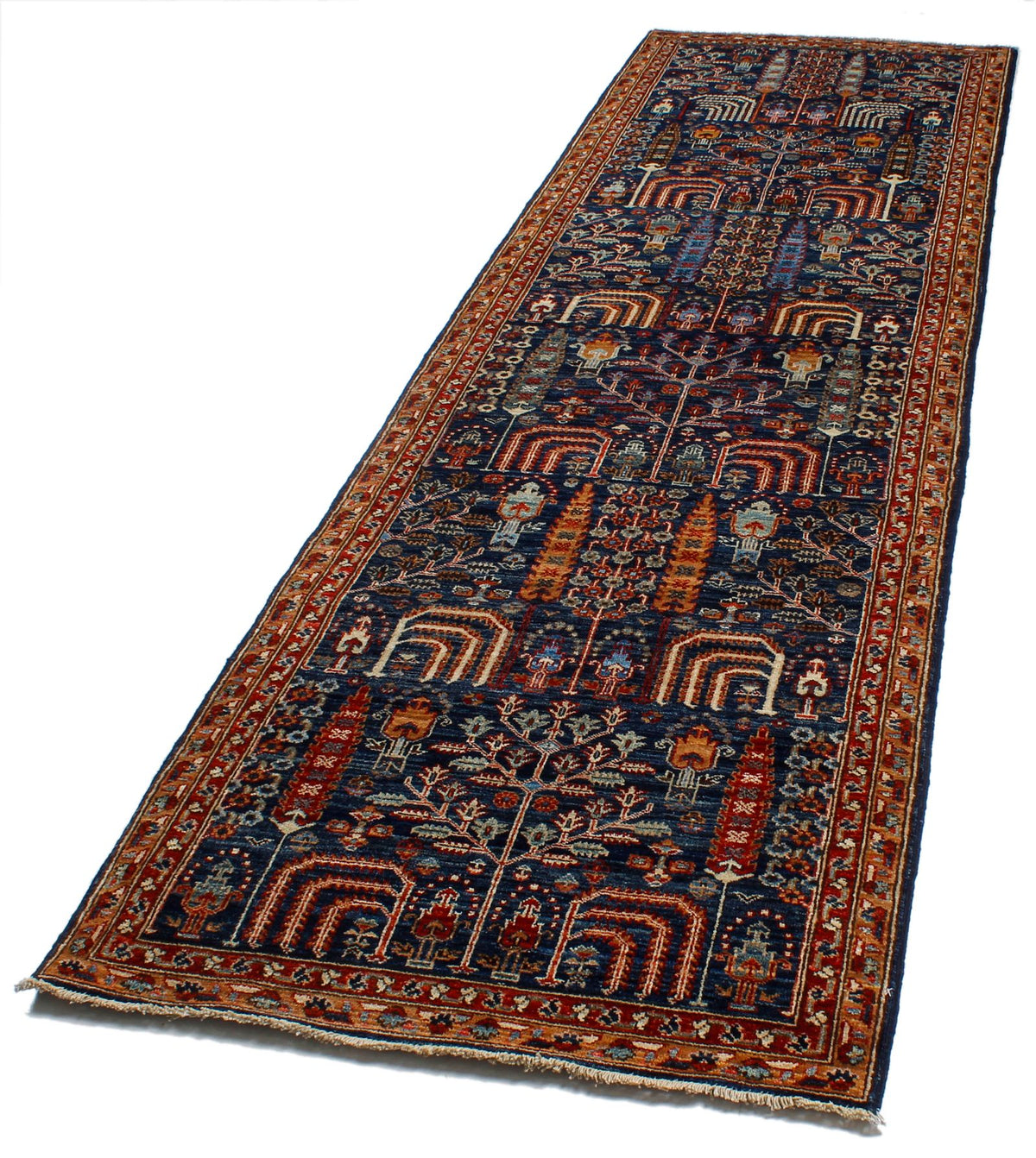 3x9 Navy and Red Traditional Runner