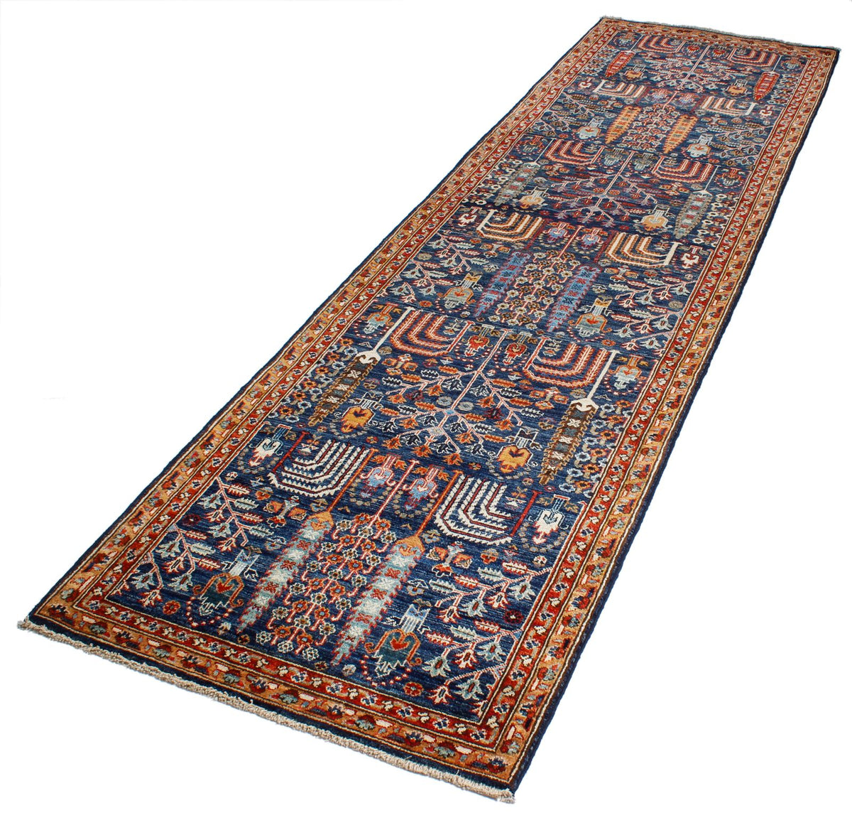 3x9 Navy and Red Traditional Runner