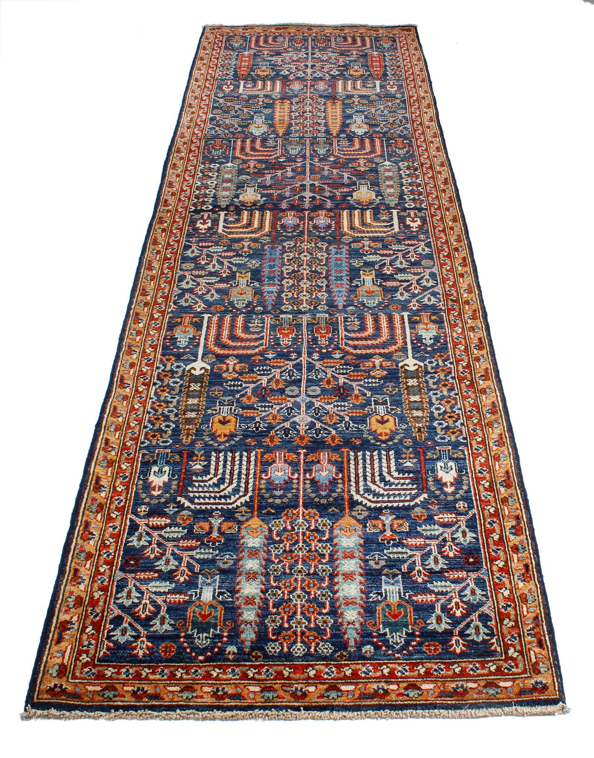 3x9 Navy and Red Traditional Runner