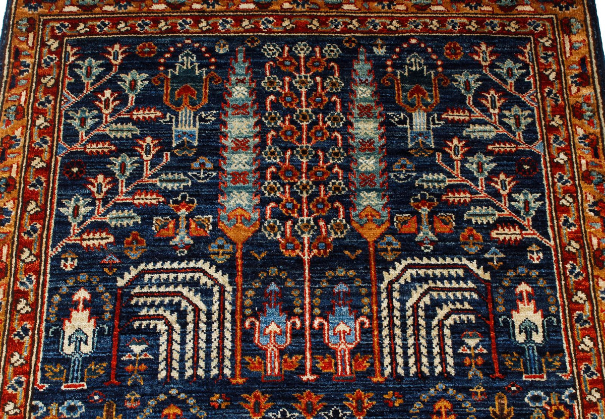 3x9 Navy and Red Traditional Runner