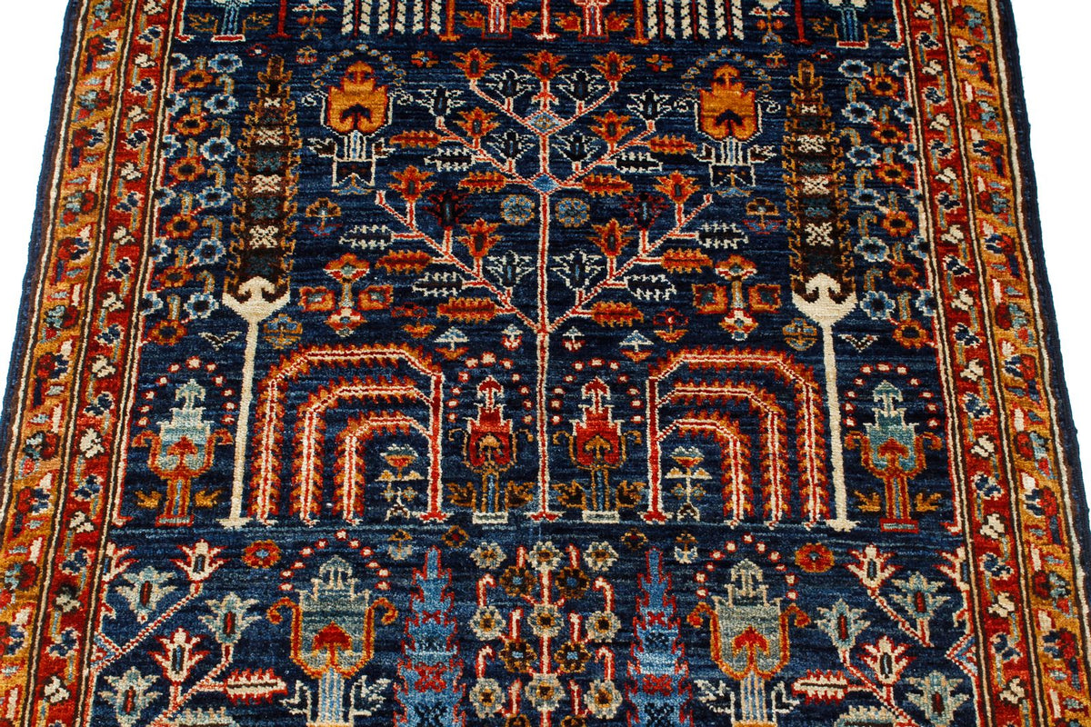 3x9 Navy and Red Traditional Runner