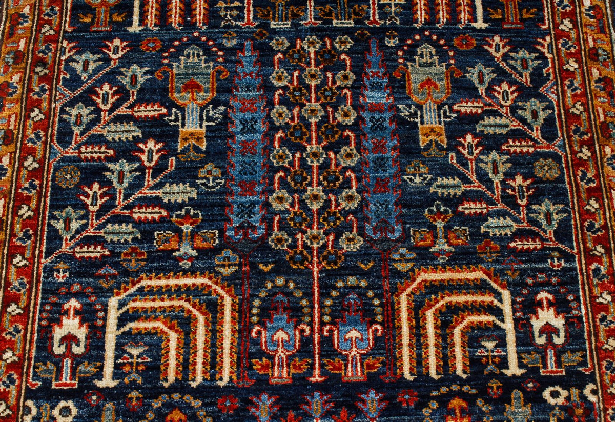 3x9 Navy and Red Traditional Runner