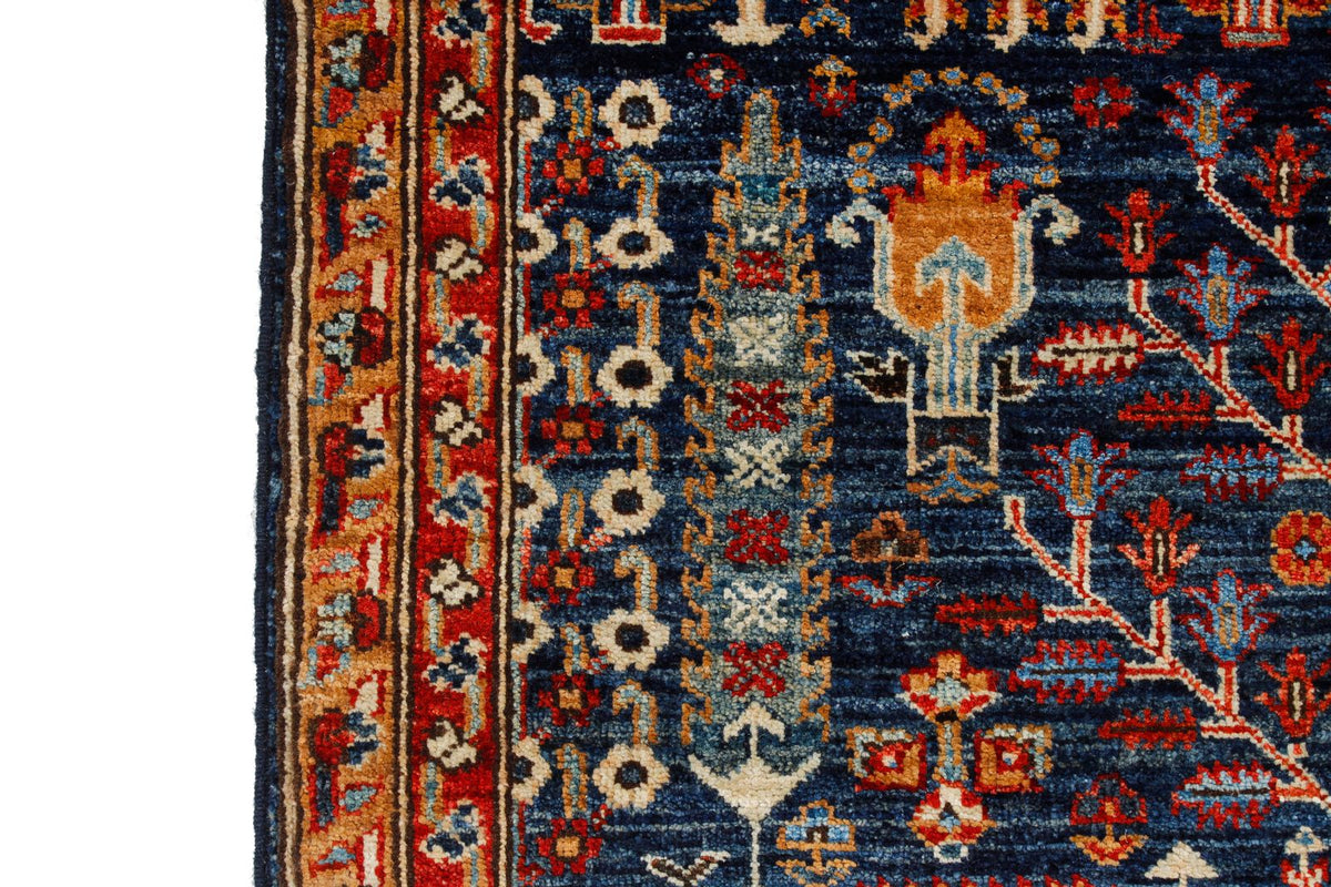 3x9 Navy and Red Traditional Runner