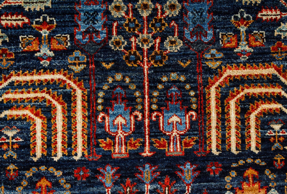 3x9 Navy and Red Traditional Runner