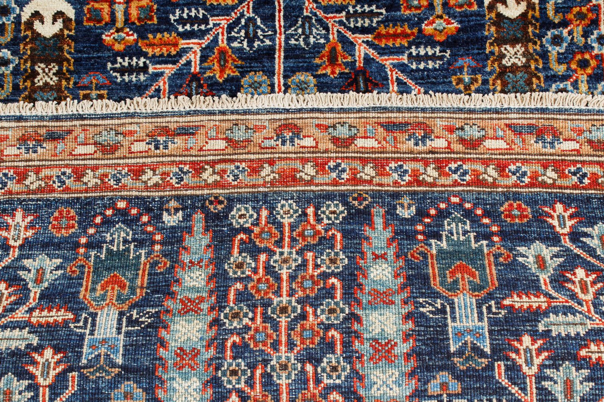 3x9 Navy and Red Traditional Runner