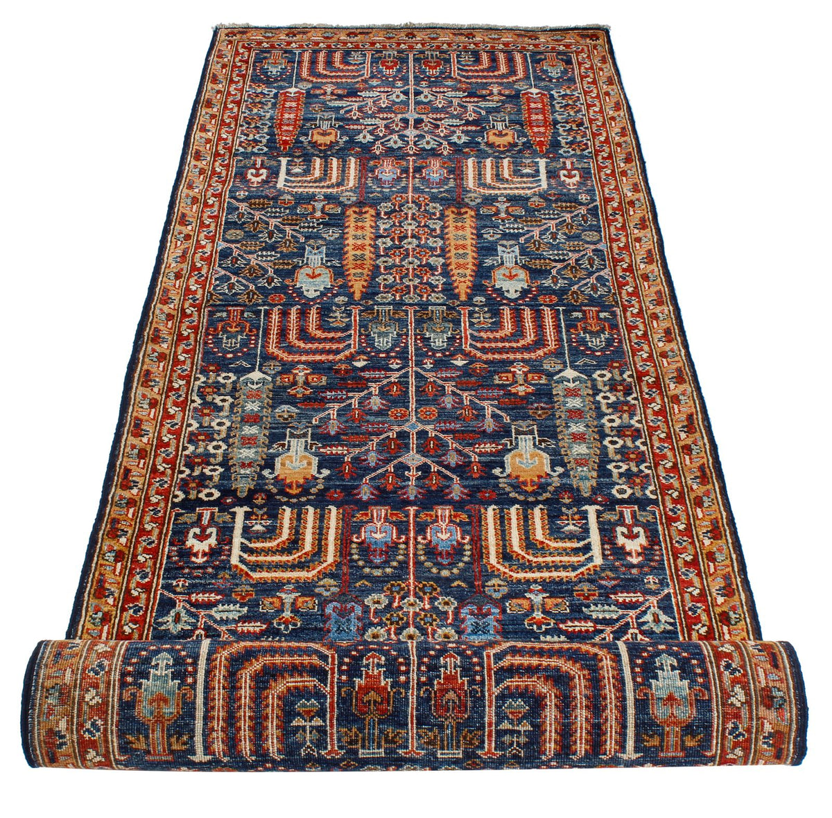3x9 Navy and Red Traditional Runner