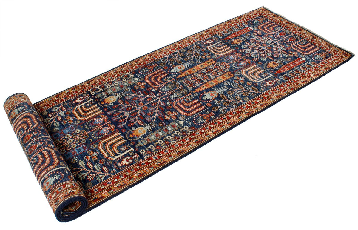 3x9 Navy and Red Traditional Runner
