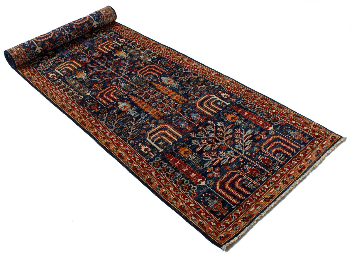 3x9 Navy and Red Traditional Runner