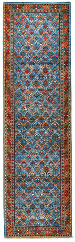 3x10 Blue and Red Traditional Runner