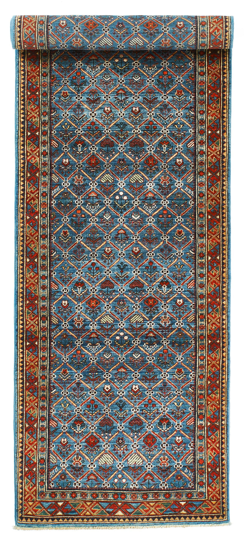 3x10 Blue and Red Traditional Runner