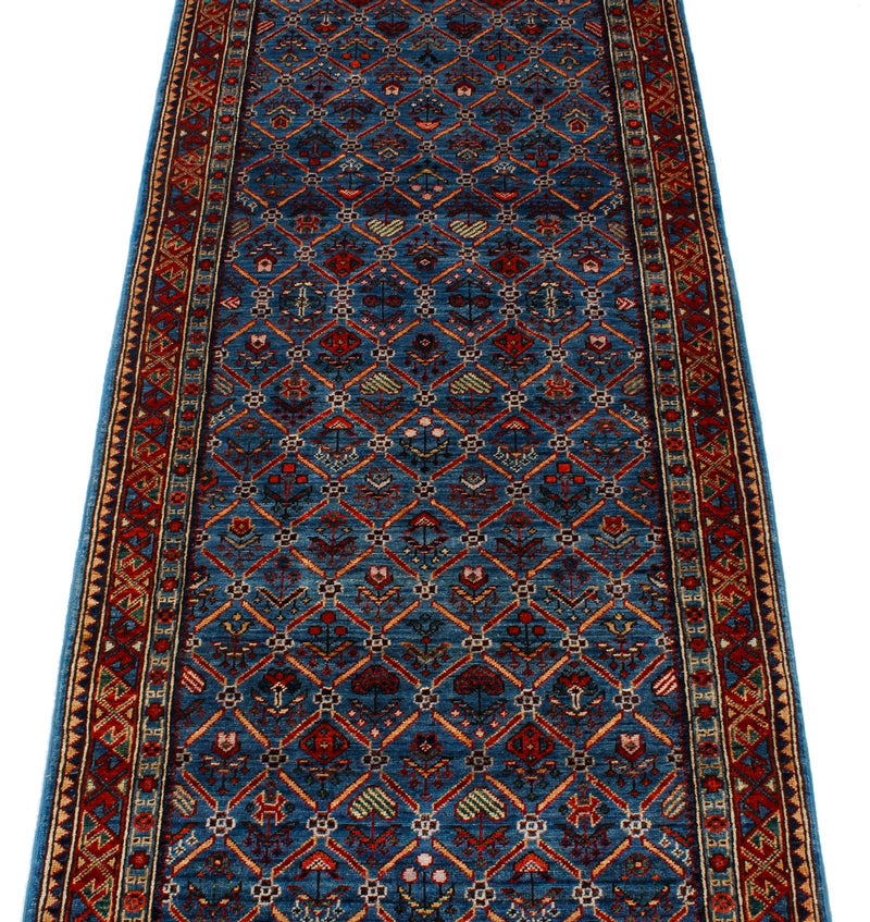 3x10 Blue and Red Traditional Runner