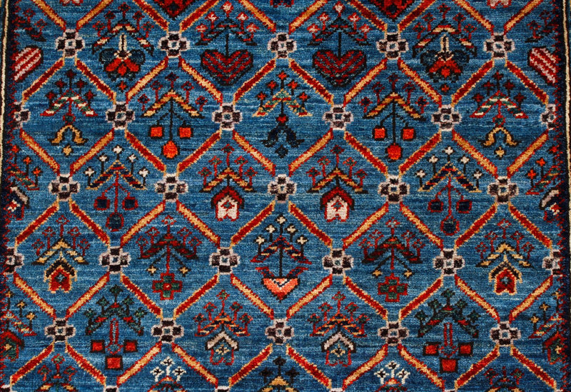 3x10 Blue and Red Traditional Runner