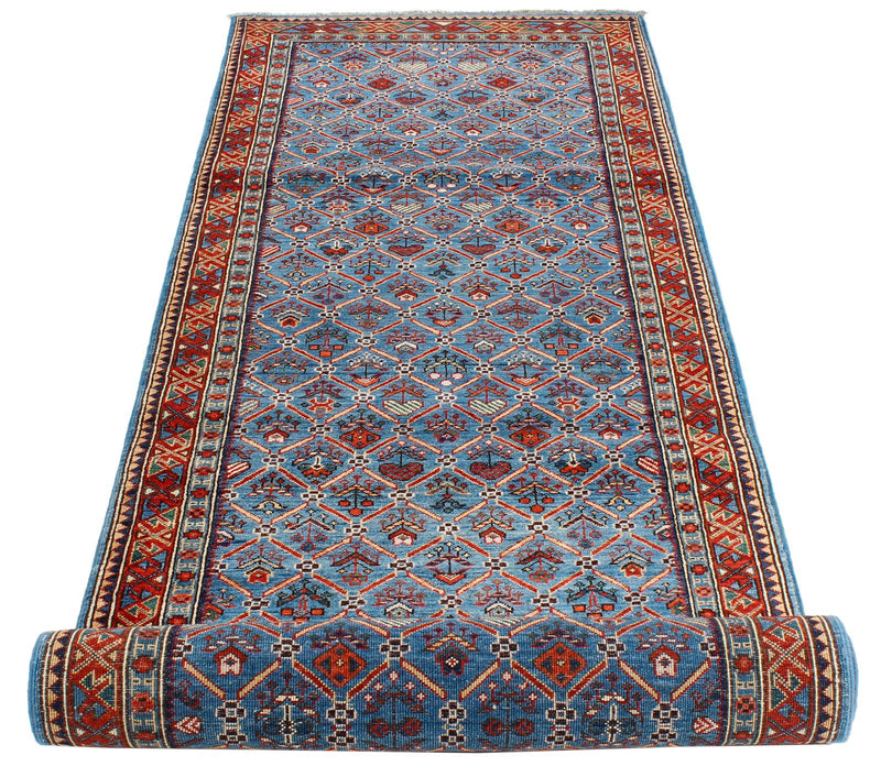 3x10 Blue and Red Traditional Runner