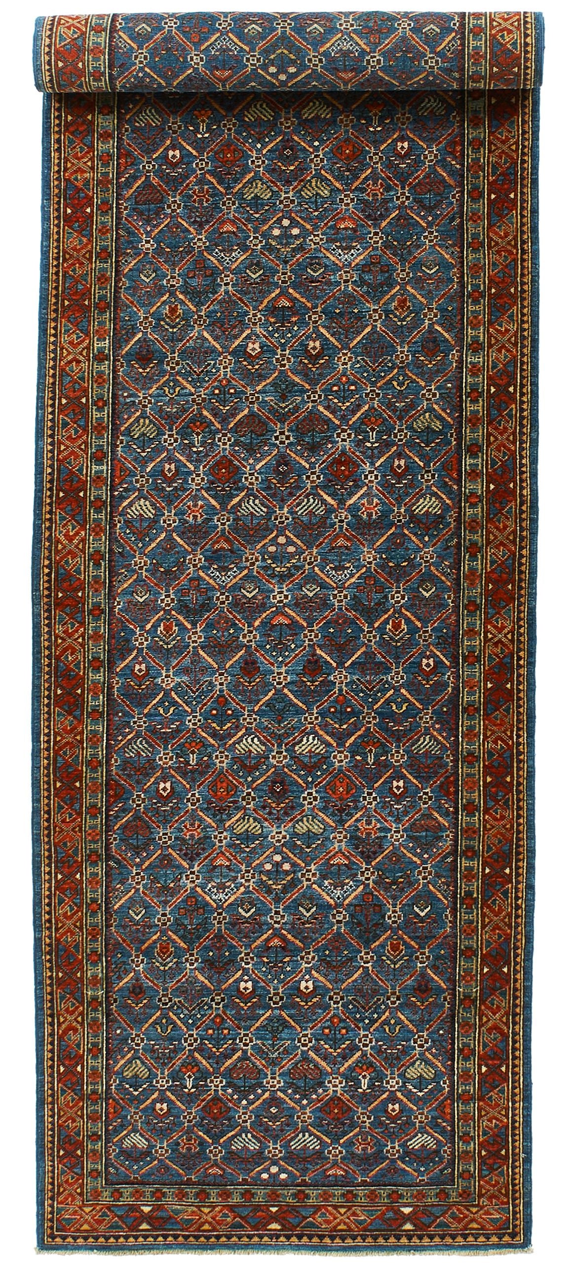 3x12 Blue and Red Traditional Runner