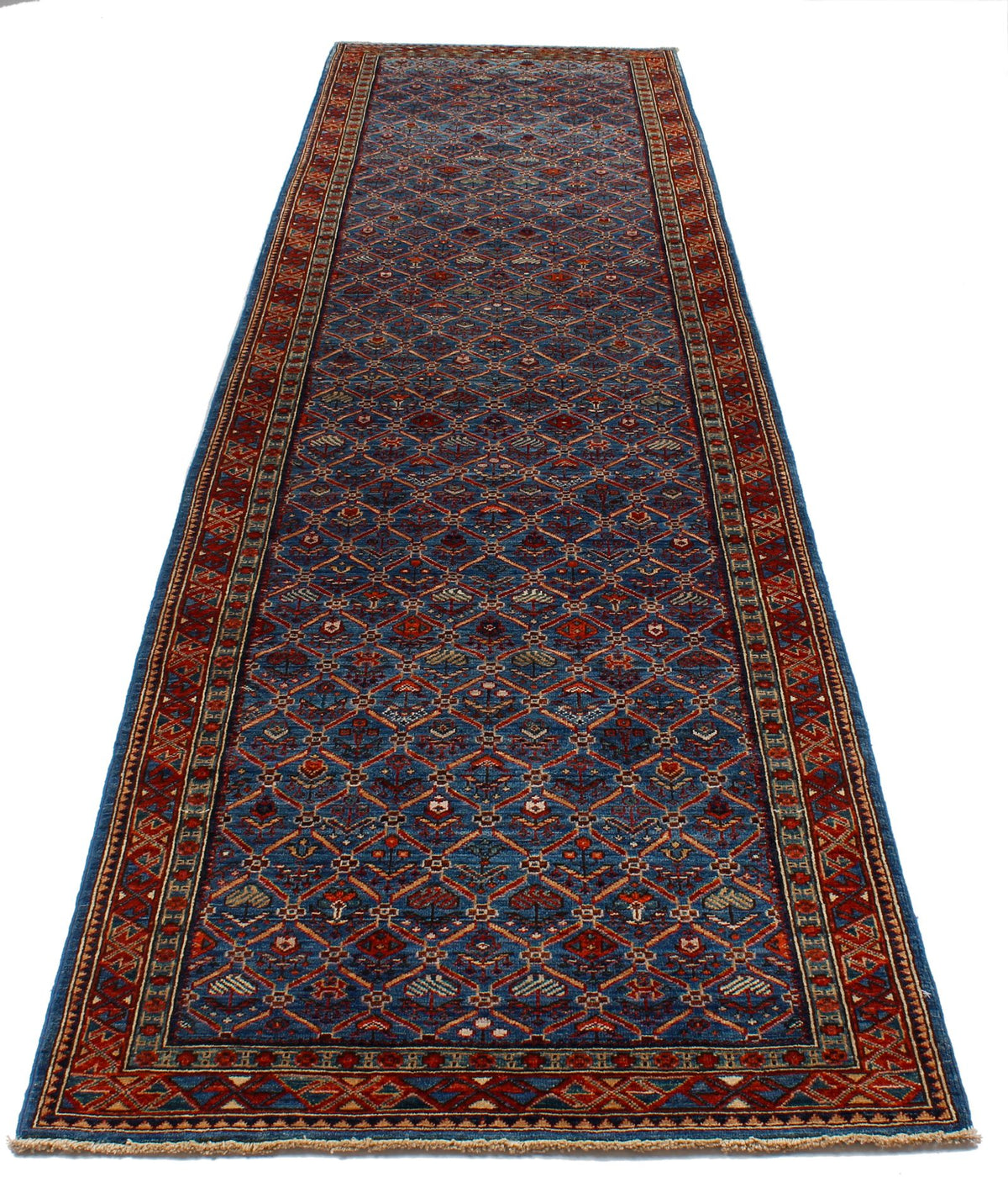 3x12 Blue and Red Traditional Runner