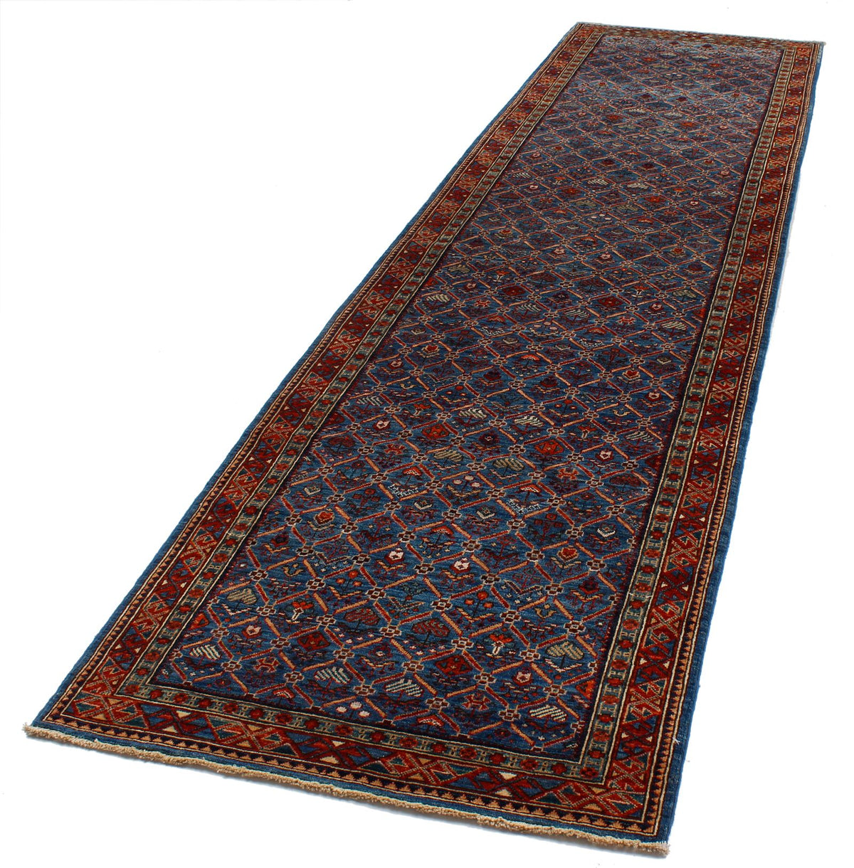3x12 Blue and Red Traditional Runner