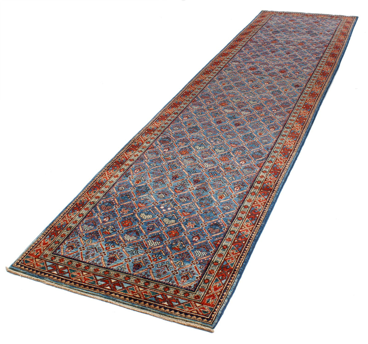 3x12 Blue and Red Traditional Runner